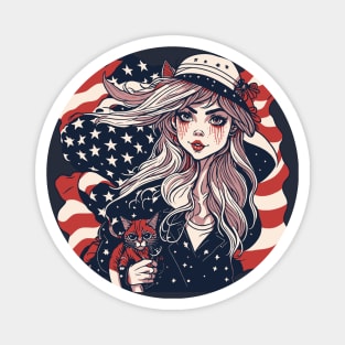 Patriotic Cat Mother Magnet